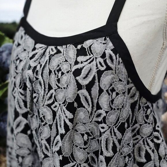 Free People ✦ Embroidered Floral Camisole ✦ Sheer Black Mesh w/ Strappy Back Zip - Picture 8 of 12